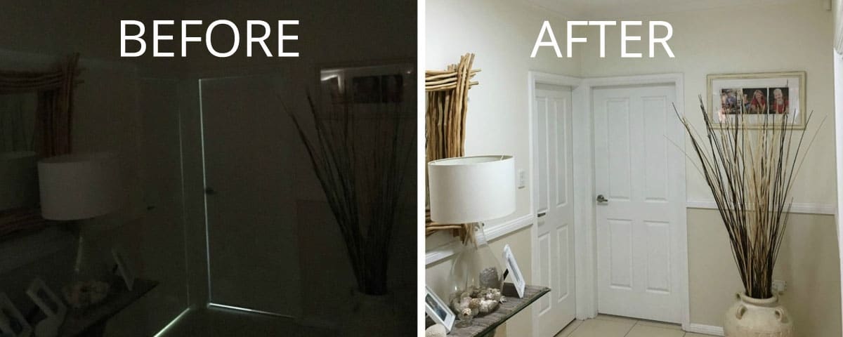 Before and after comparison of Solar LED Skylight
